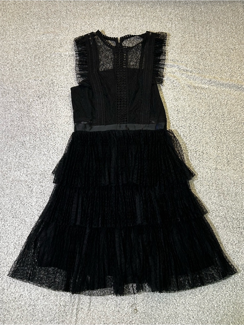Heartloom Black Lace Tiered Midi Dress